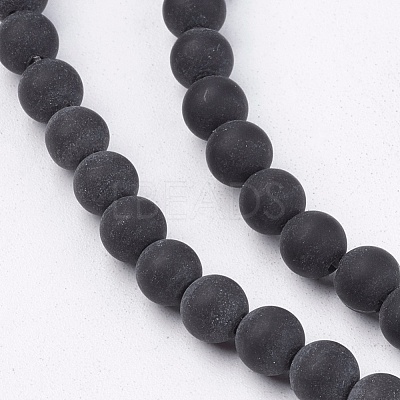 Natural Black Stone Bead Strands G-R193-01-4mm-1