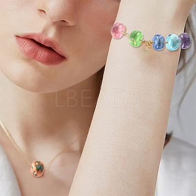 70Pcs 7 Colors Dyed Synthetic Riverstone Beads G-YW0002-99-1