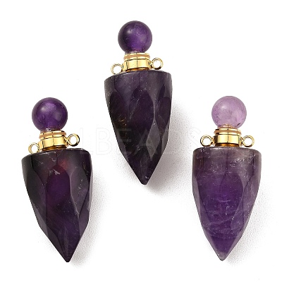 Natural Mixed Stone Openable Perfume Bottle Pointed Pendants G-F754-02G-1