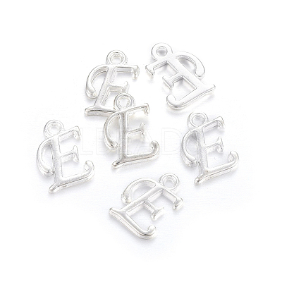 Silver Color Plated Alloy Letter Pendants PALLOY-J718-01S-E-1