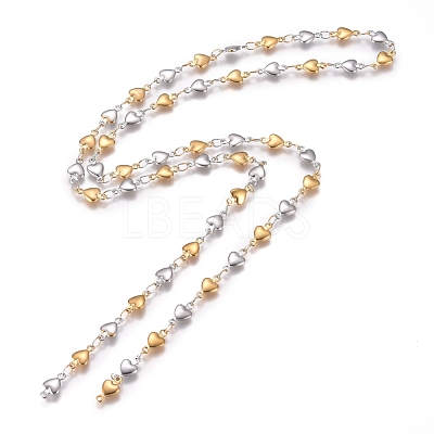 304 Stainless Steel Heart Link Chains STAS-D233-21GP-1