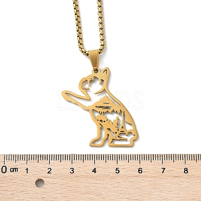 201 Stainless Steel Dog Outline Pendant Necklaces NJEW-P327-06G-1