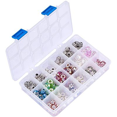 Brass & Alloy Rhinestone & Glass European Beads MPDL-NB0001-02-1