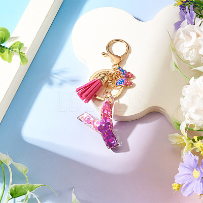 Alloy Resin Butterfly Keychains KEYC-TADJ0002-02G-Y-1