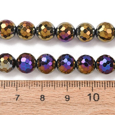 Electroplated Natural Agate Beads Strands G-B191-A07-8mm-04-1