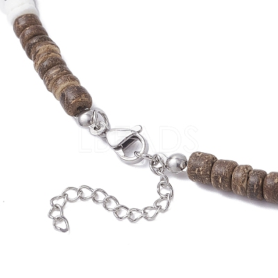 Natural White Shell & Coconut Heishi Beaded Necklaces for Women NJEW-JN05473-02-1