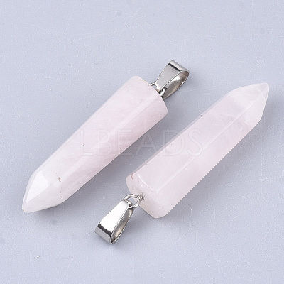 Natural Rose Quartz Point Pendants G-R220-34Q-1