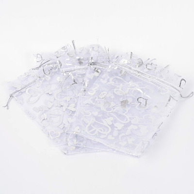 Heart Printed Organza Bags X-OP-R022-13x18-03-1