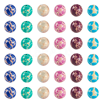 96Pcs 6 Styles Dyed Natural and Synthetic Imperial Jasper Dyed Beads G-TA0002-40-1
