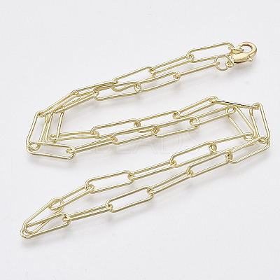Brass Round Oval Paperclip Chain Necklace Making MAK-S072-05A-LG-1