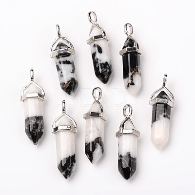 Natural Zebra Jasper Double Terminated Pointed Pendants G-F295-04E-1