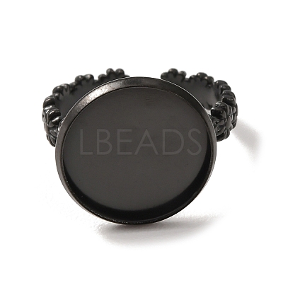 Flower 304 Stainless Steel Cuff Ring Components STAS-P454-05E-B-1