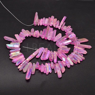Electroplated Natural Quartz Crystal Beads Strands G-A142-03E-1