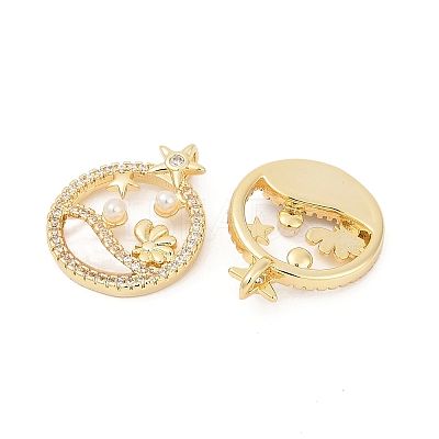 Brass Micro Pave Cubic Zirconia Pendants KK-U058-31G-1