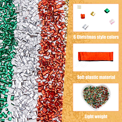 12702Pcs 6 Colors Christmas Theme Plastic Tube Beads FIND-DC0006-28B-1