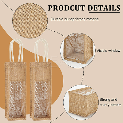 1-Sot Rectangle Linen Wine Storage Bags with Handle ABAG-WH0046-28A-1