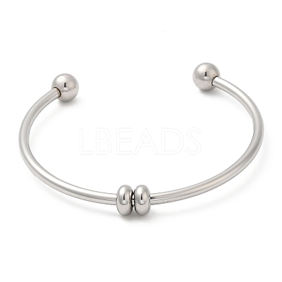 Non-Tarnish Screw End Ball 304 Stainless Steel Open Cuff Bangles BJEW-G677-01P-1
