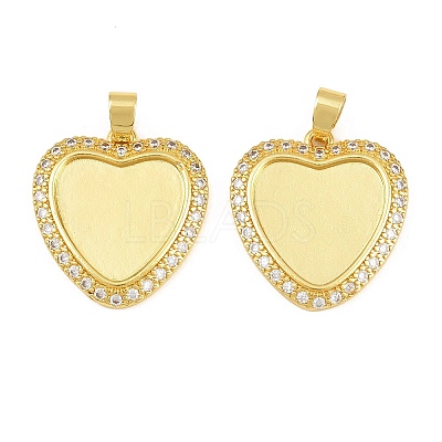 Brass Micro Pave Cubic Zirconia Pendant Cabochon Settings KK-CBA6A75-50A-G-1