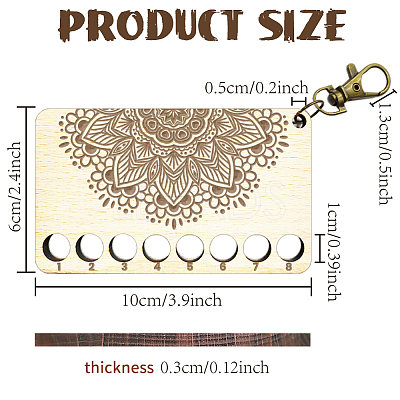 Mandala Flower Pattern 8-Position Wood Embroidery Thread Storage Trays TOOL-WH0056-001-1