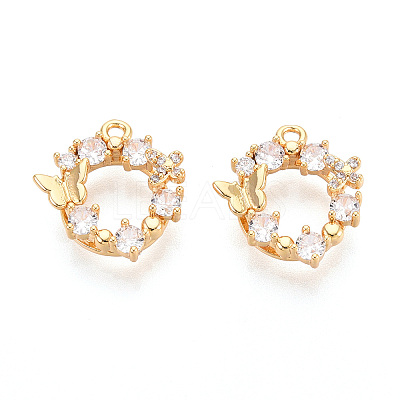 Brass Micro Pave Cubic Zirconia Pendants KK-N263-78B-G-1