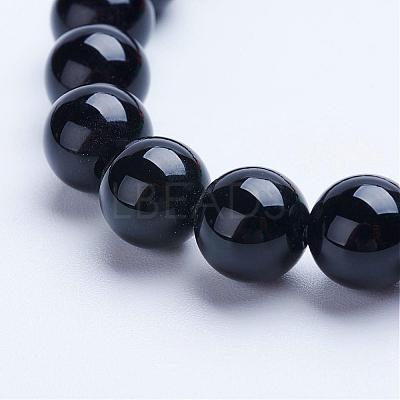 Natural Black Agate(Dyed & Heated) Beaded Stretch Bracelets BJEW-P072-F06-1