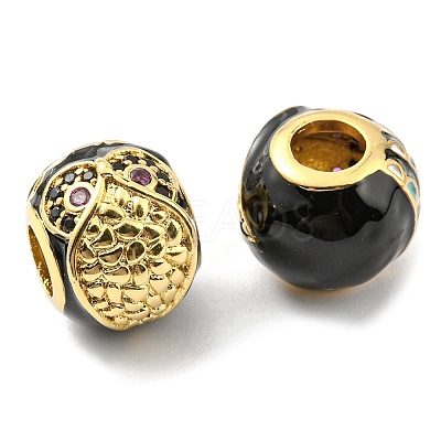 Rack Plating Brass Micro Pave Cubic Zirconia European Beads KK-M247-21G-1