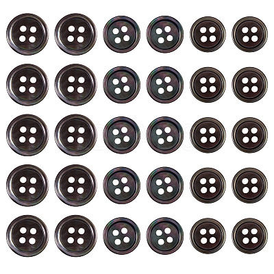 60Pcs 3 Styles Natural Black Lip Shell Buttons BUTT-TA0001-25-1