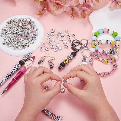 120Pcs Brass Rhinestone Spacer Beads RB-SZ0001-07A-1
