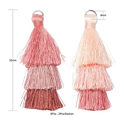6Pcs 3 Colors Polyester Tassel Big Pendant Decorations FIND-FS0001-02A-1