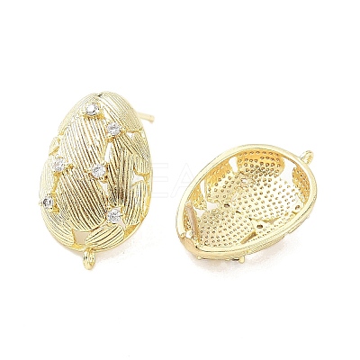 Brass Micro Pave Clear Cubic Zirconia Stud Earring Findings KK-Z106-02G-02-1