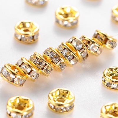 Brass Grade A Rhinestone Spacer Beads RSB034NF-01G-1