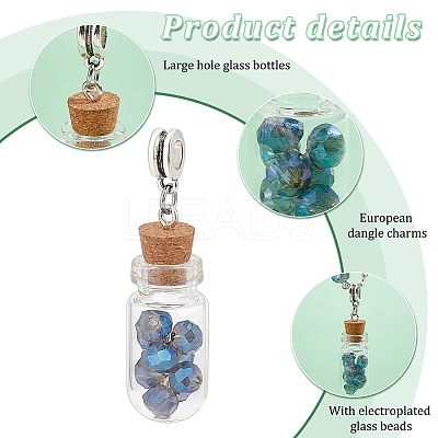 20Pcs Large Hole Alloy Glass Bottles European Dangle Charms FIND-PH0020-42-1