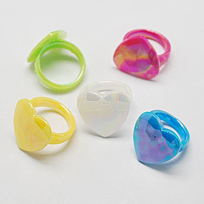 Kids Valentines Day Gifts Acrylic Rings for Kids RJEW-S618-6-1