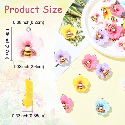 30Pcs 6 Colors Opaque Resin Pendants RESI-YW0006-11-1