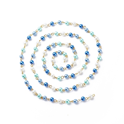 Handmade Glass Pearl Round Beaded Chains AJEW-SZ0002-40B-1