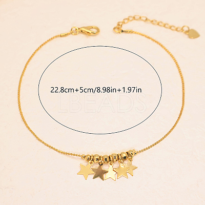 Vintage Brass Star Tassel Charm Anklets for Women CU9908-1