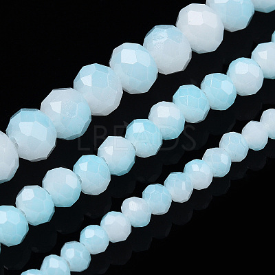 Two-Tone Imitation Jade Glass Beads Strands GLAA-T033-01A-05-1