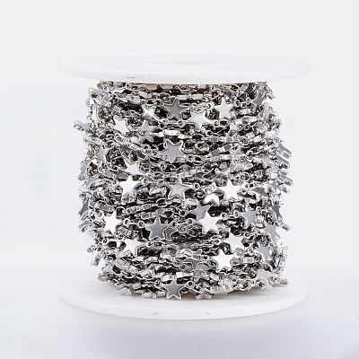 Tarnish Resistant Handmade 304 Stainless Steel Bar Link Chains STAS-G038-01P-1