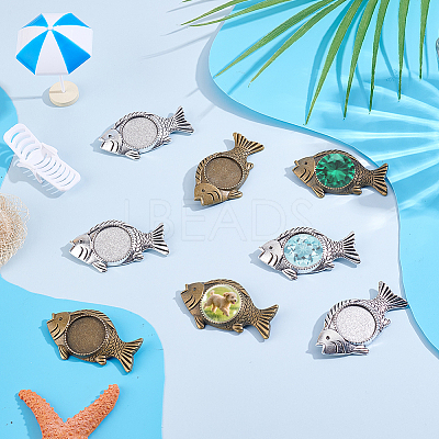 12Pcs 2 Colors Alloy Brooch Findings FIND-GA0008-64-1