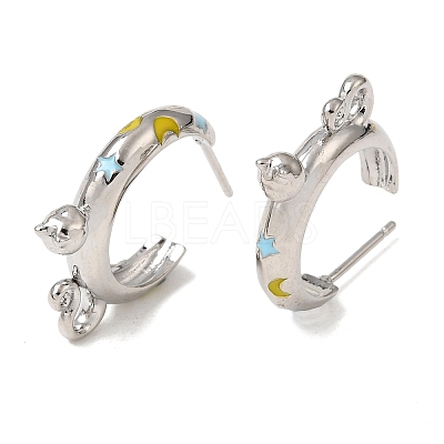 Brass Enamel Stud Earrings KK-CBA8324-23P-04-1