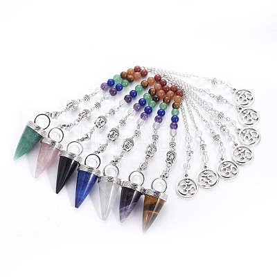 Chakra Jewelry Natural Mixed Stone Cone Dowsing Pendulums G-G771-E-1
