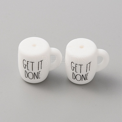 Cup with Word Get it Done Silicone Beads SIL-WH0006-18C-1