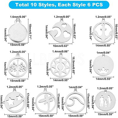 304 Stainless Steel Pendants STAS-UN0011-83P-1
