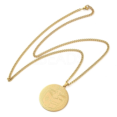 304 Stainlessa Steel Curb Chain Pendant Necklaces NJEW-H034-07G-1