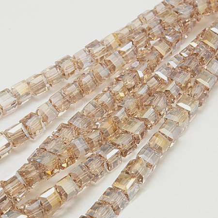 Electroplate Glass Beads Strands EGLA-D018-8x8mm-75-1