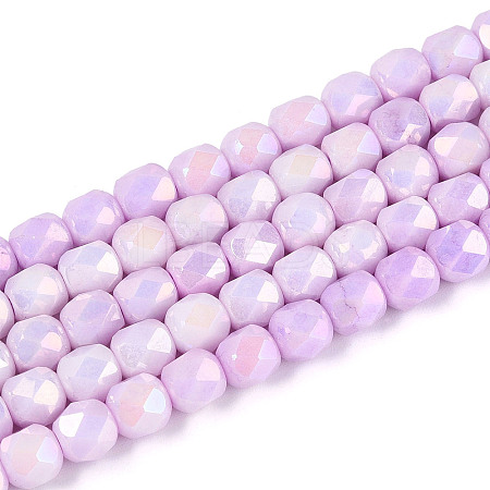 Anti-Tarnish Electroplate Glass Beads Strands GLAA-N057-6mm-04-1