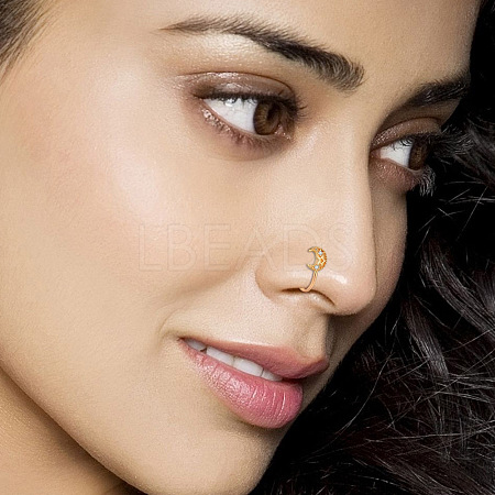 Brass Micro Pave Clear Cubic Zirconia Clip on Nose Rings WG03BCA-29-1