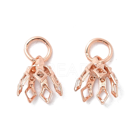 Flower Rack Plating Brass Filigree Bead Cap Bails KK-L102-27RG-1