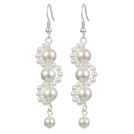 Shell Pearl Beaded Dangle Stud Earrings EJEW-TA00341-1