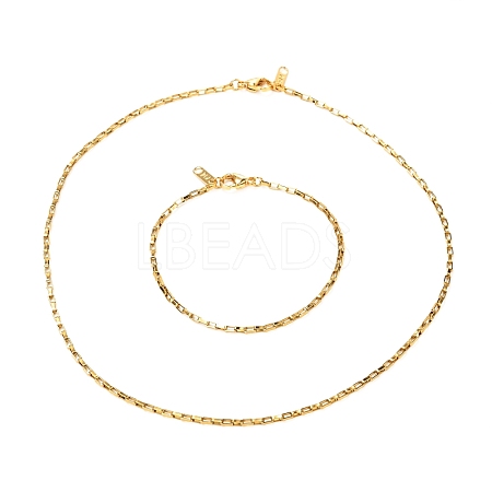 304 Stainless Steel Venetian Chain Necklaces & Bracelet Set SJEW-JS01216-1